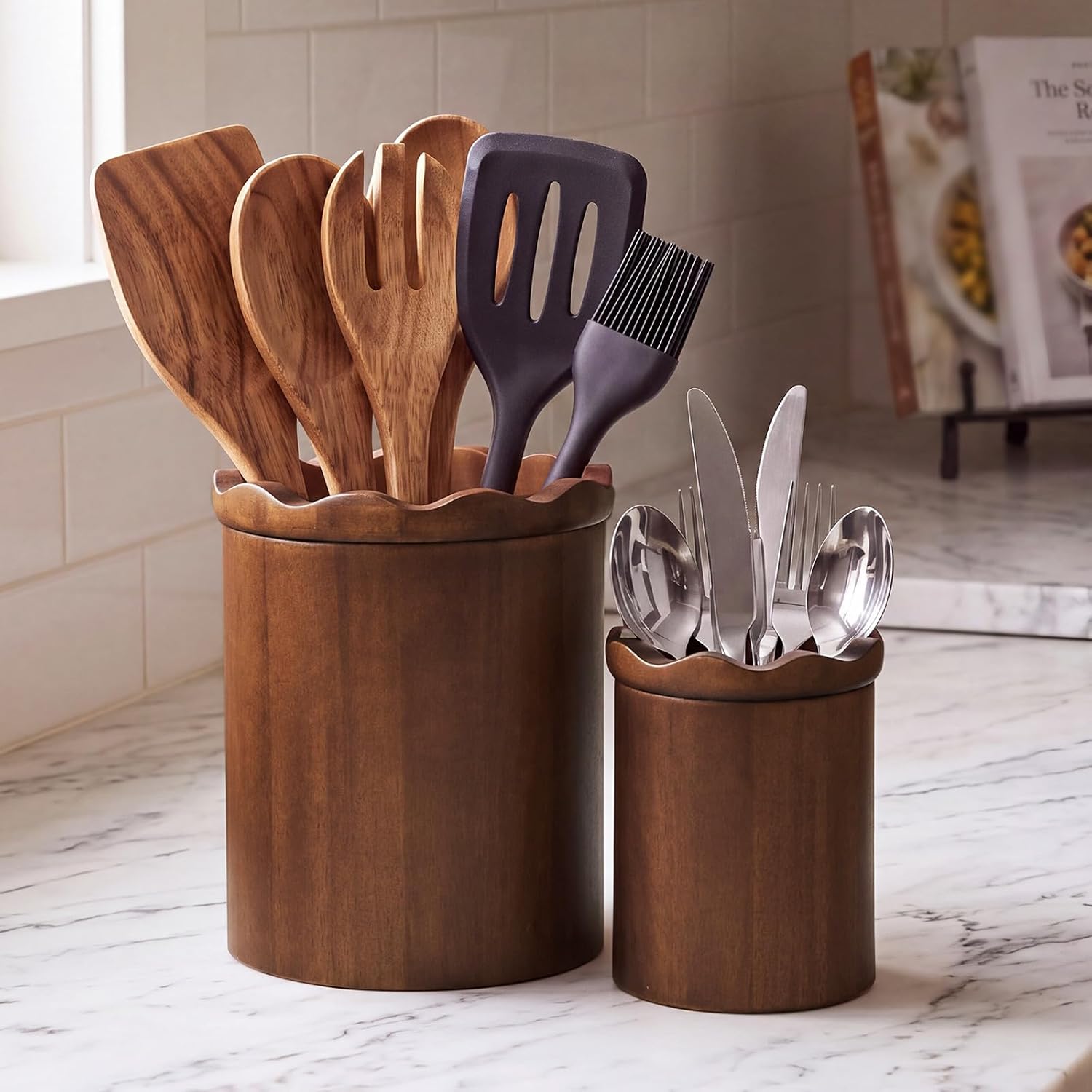 Wooden Utensil Set Holder