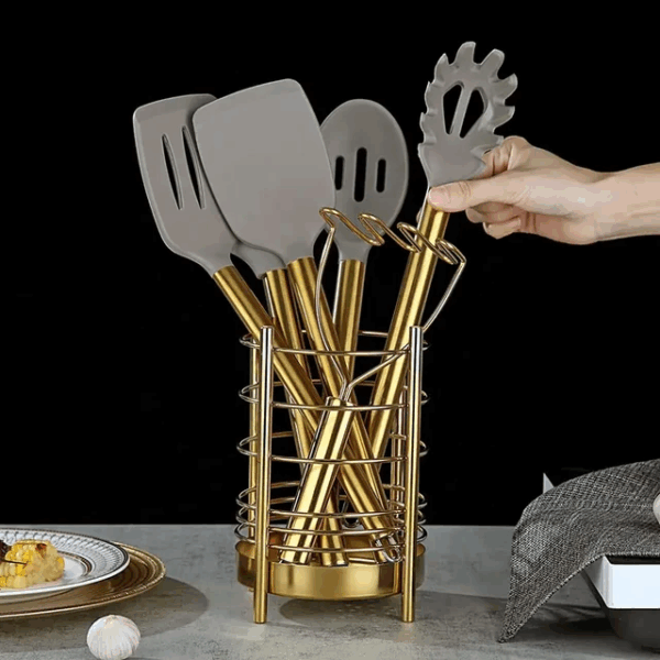38 piece Black And Gold Silicone Kitchen Utensils Set
